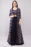 Elegant Blue & Earthy Brown Three-Piece Set for Festive & Cocktail Wear