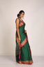 Saree in Green Silk in Self Print and Zari Weaving Border