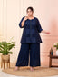 Dark Navy Blue Soft Rayon Tunic with Embroidery & Sequence Work