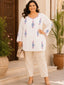 White Faux Georgette Embroidered Kurti Top for Women – Stylish Ethnic Wear