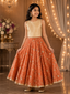Designer Peach Chinon Lehenga Set with Heavy Zari Work