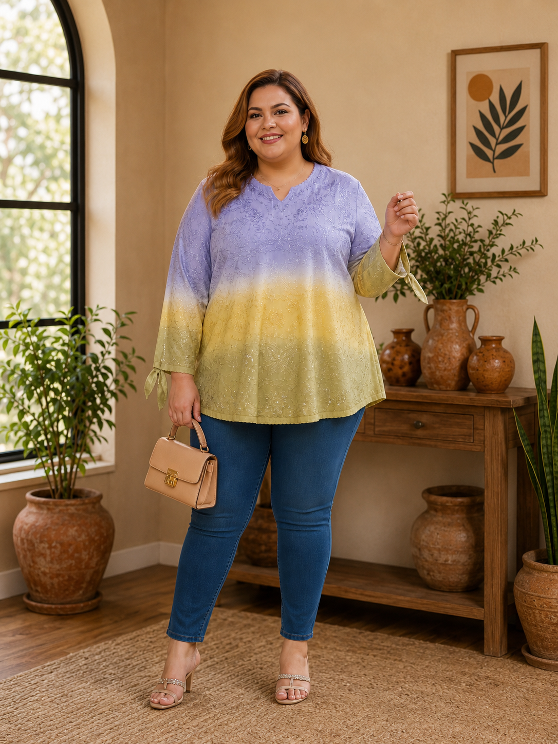 Beautiful Multi Color Rayon Tunic with Heavy Embroidery & Sequence Work Main image