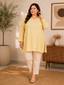 Lemon Shaded Rayon Casual Wear Tunic with Embroidery & Sequence Work
