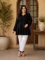 Black Viscose Tunic with Black Thread Embroidery & Sequence Work