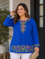 Royal Blue Multi Color Hand Embroidered Short Tunic