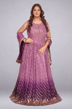 Violet Shaded Gold Zari-Woven Anarkali