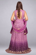Violet Shaded Gold Zari-Woven Anarkali