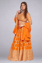 Vibrant Orange Flowing Lehenga Set