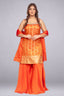 Bright Orange Zari-Woven Tunic & Palazzo Set
