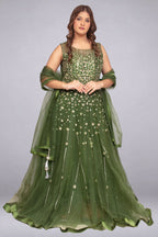 Soft Net Anarkali Gown with Sequin & Stone Embellishments