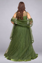 Soft Net Anarkali Gown with Sequin & Stone Embellishments