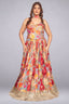 Vibrant Multicolour Digital-Print Lehenga with Zari Border