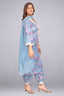 Sky Blue Hand-Embellished Tunic Set with Trousers and Dupatta