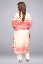 Ivory & Blush Pink Sequin-Embellished Tunic Set with Printed Dupatta