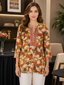 Pure Soft Chinon Multi Color Tunic with Hand Embroidered Border
