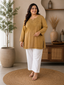 Brown Rayon Casual Wear Tunic with Embroidered Neckline & Sleeves