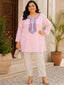 Baby Pink Embroidered Kurti Top for Women – Stylish Ethnic Wear