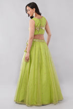 Lime green net lehenga