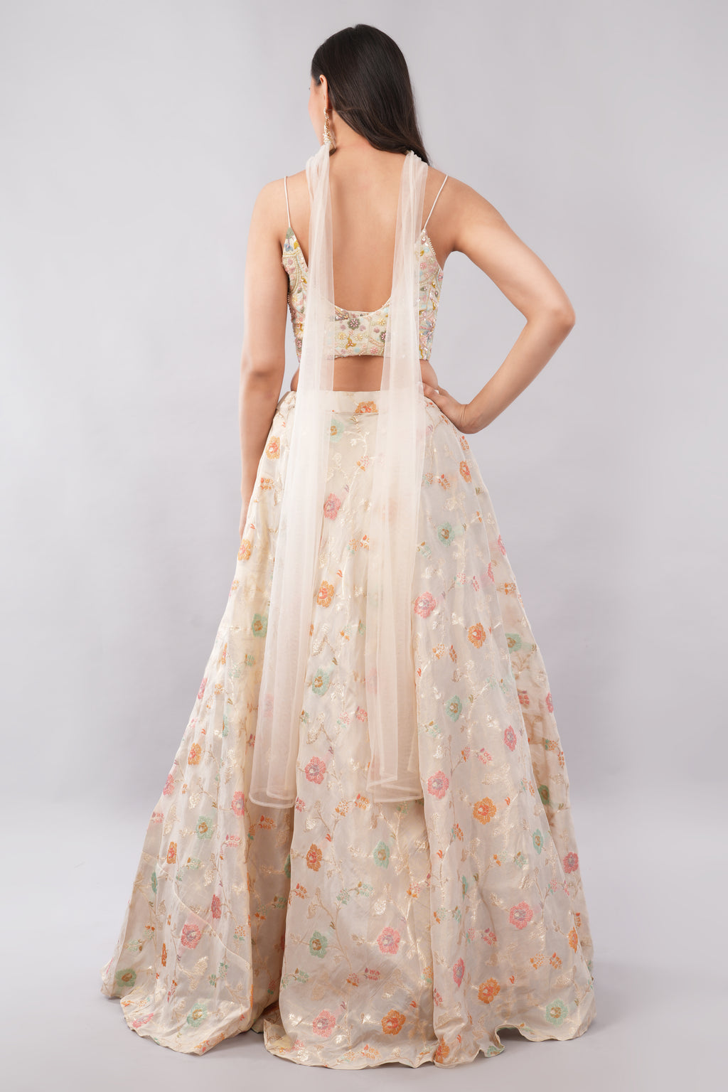 Ivory Embroidered Sequin & Stone Work Partywear Ensemble