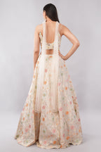Ivory Embroidered Sequin & Stone Work Partywear Ensemble