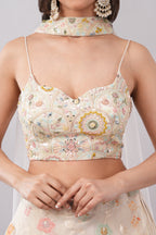 Ivory Embroidered Sequin & Stone Work Partywear Ensemble
