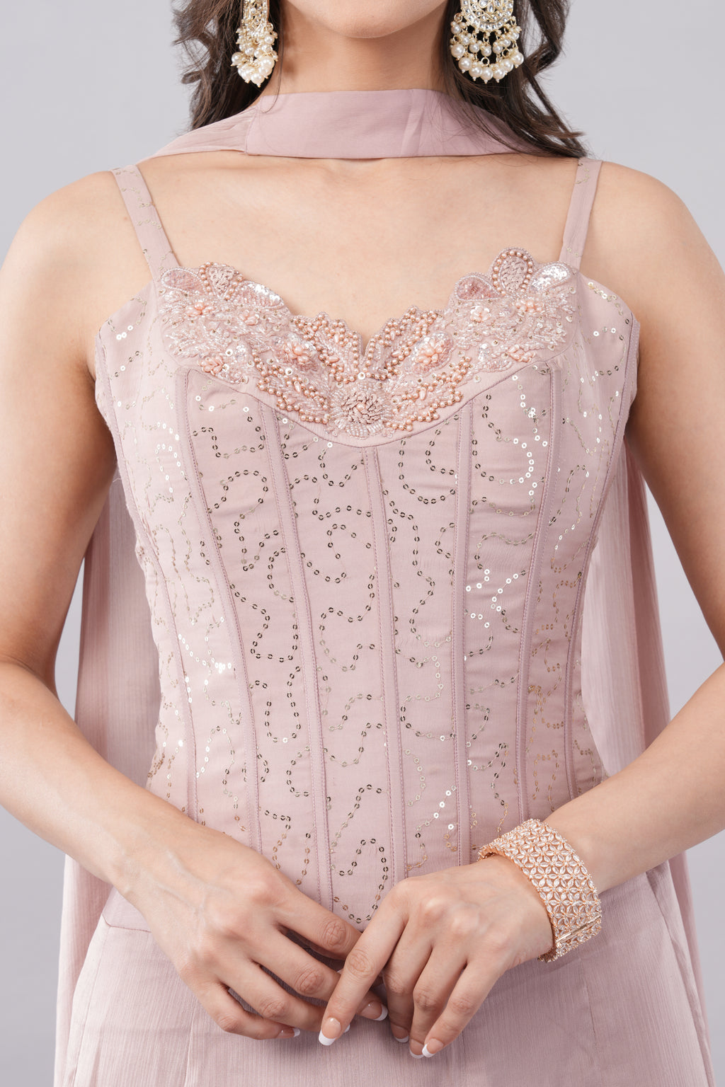 Salmon Pink Plain Very Flowing Lehenga