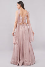 Salmon Pink Plain Very Flowing Lehenga