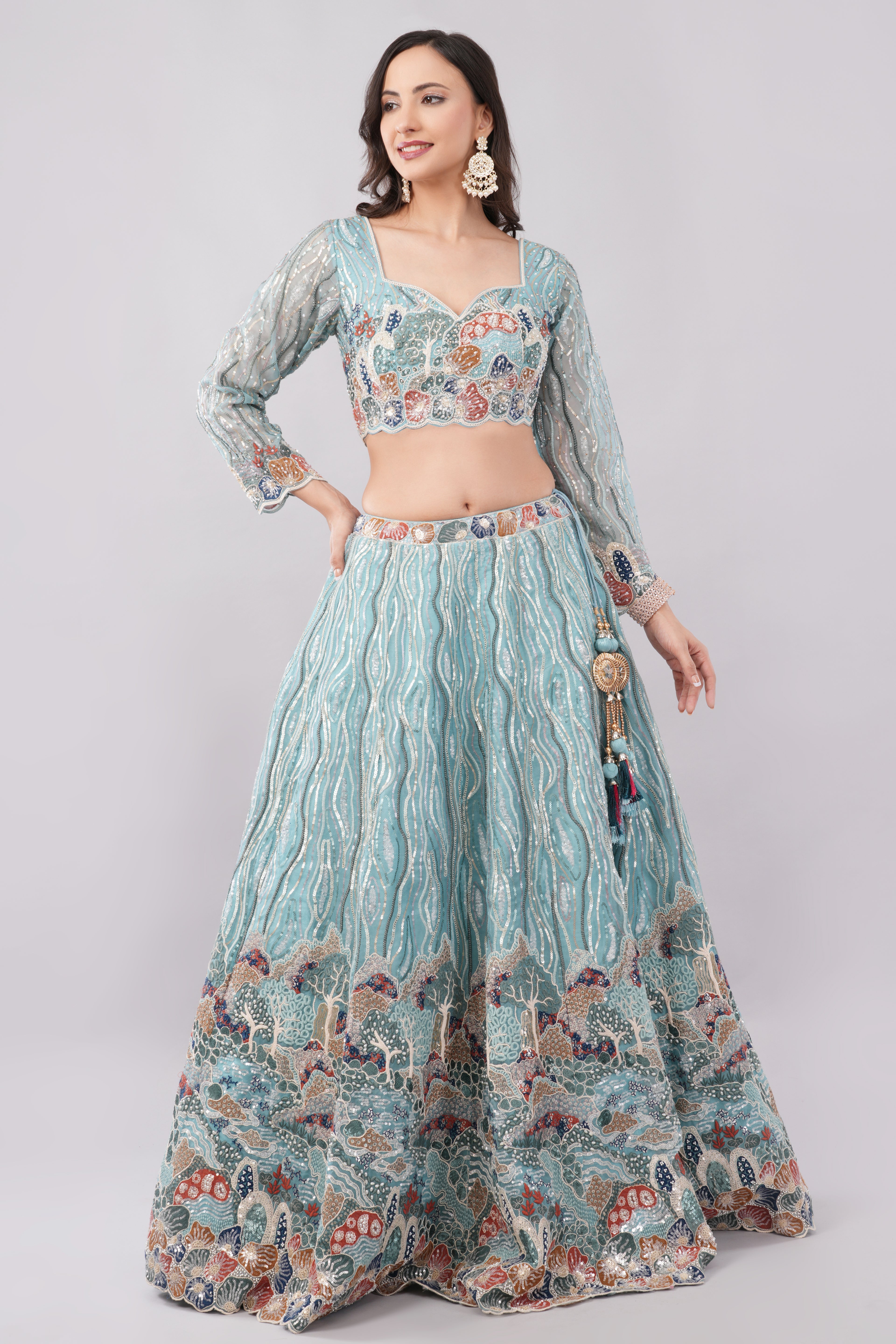 Torcoise Blue Lehenga (Skirt & Blouse)