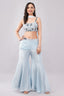 Light Auqa and Grey Combination Blouse Georgette Palazzo Suit for Women