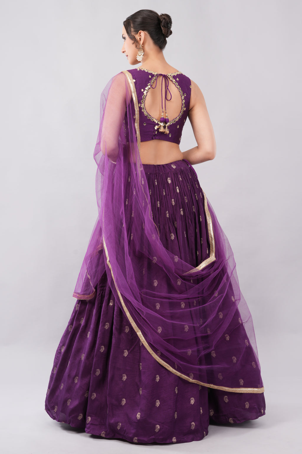 Beautiful Dark Purple Lehenga with Intricate Embroidery