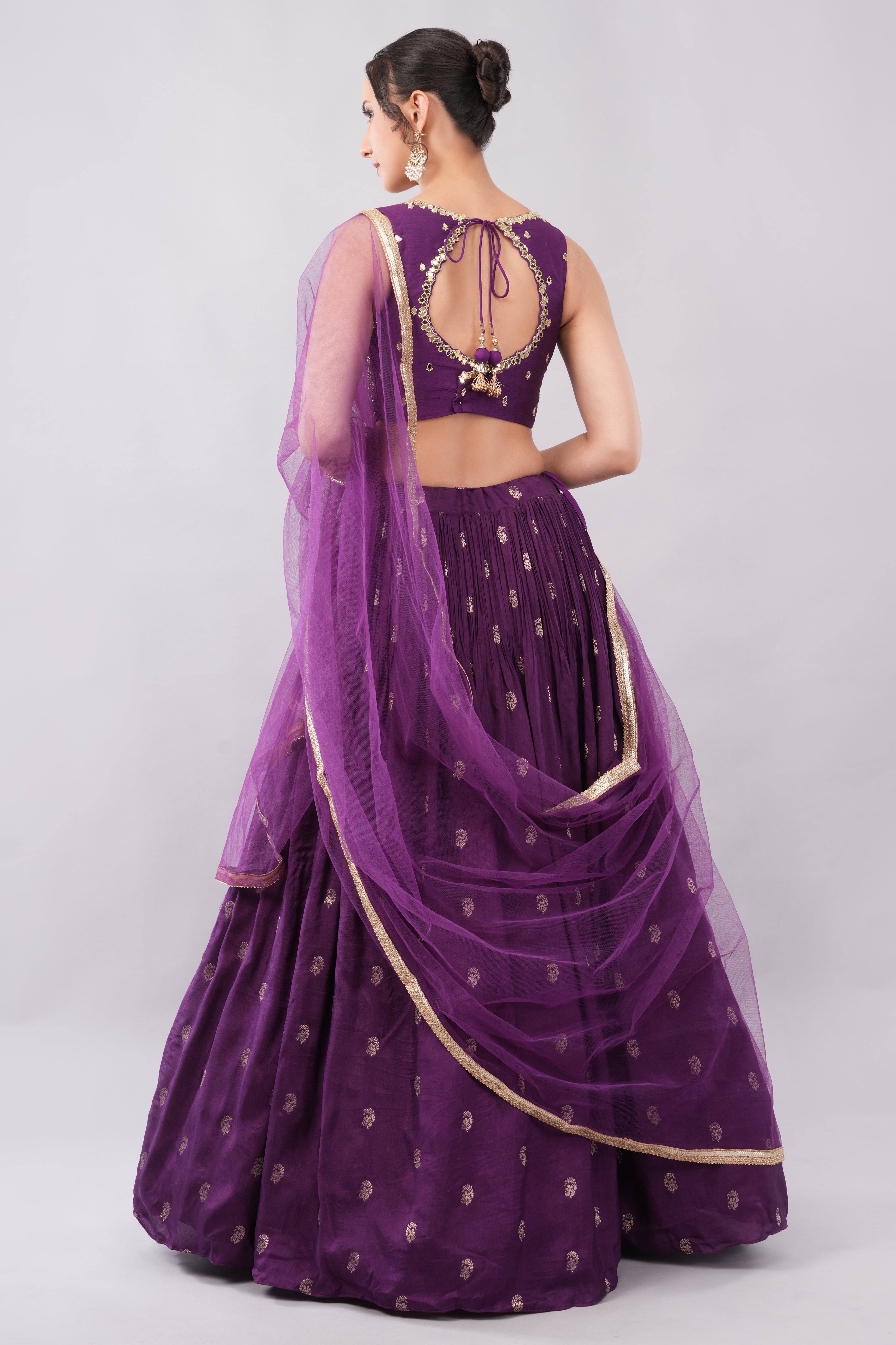 Beautiful Dark Purple Lehenga with Intricate Embroidery