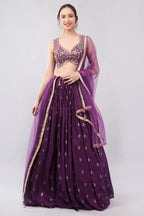 Beautiful Dark Purple Lehenga with Intricate Embroidery