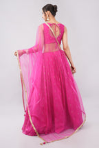 Royal Pink Shade Lehenga Hand Work Blouse Matching Dupatta