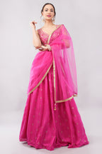 Royal Pink Shade Lehenga Hand Work Blouse Matching Dupatta
