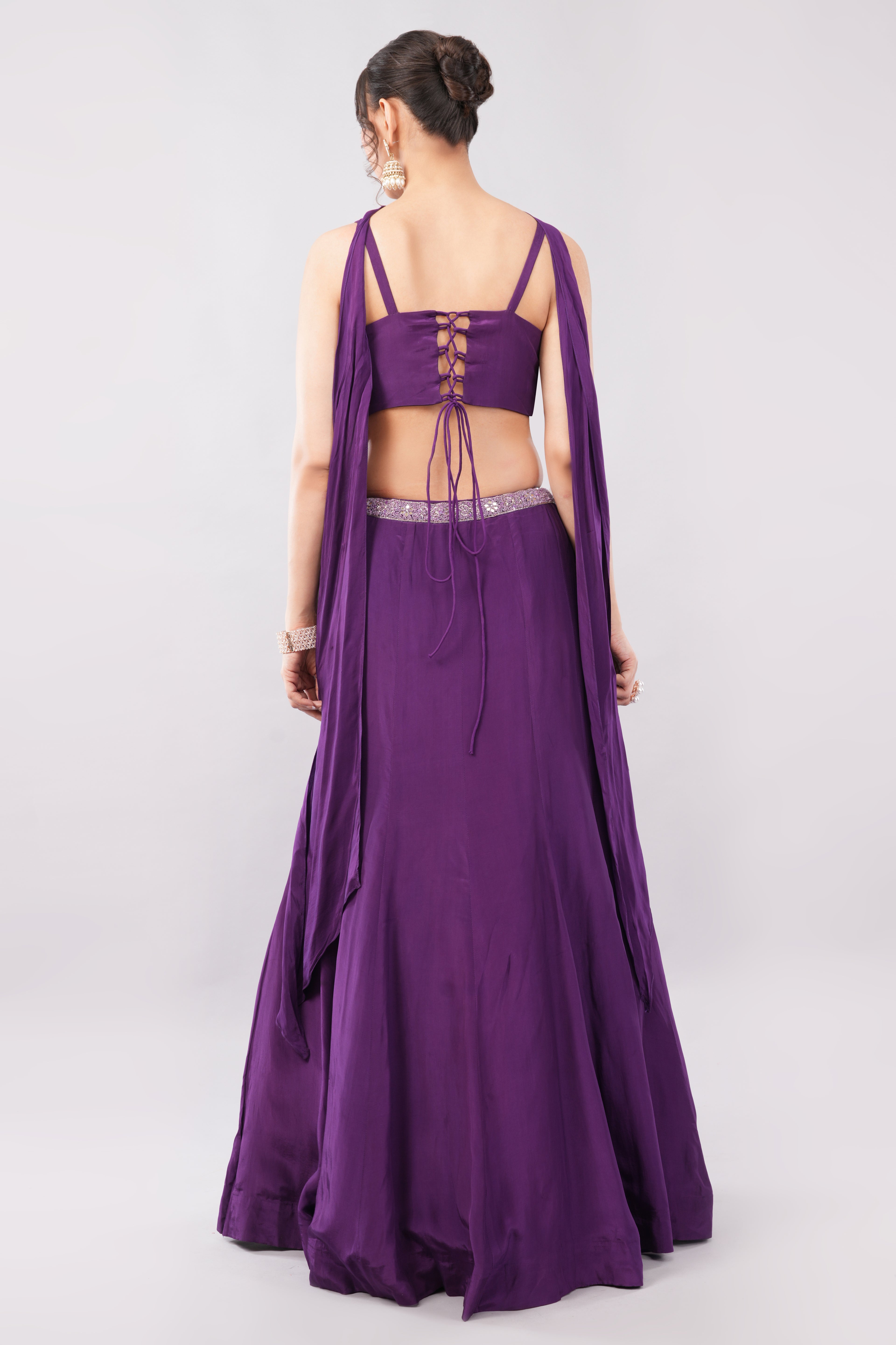 Purple color Lehenga with elegant blouse & dupatta