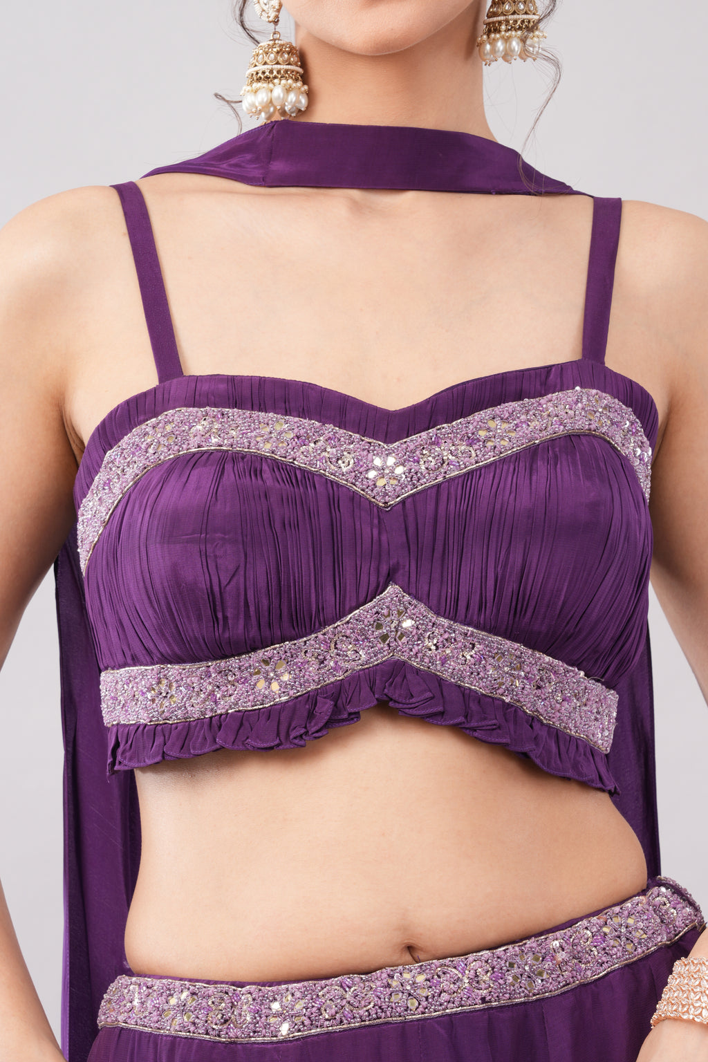 Purple color Lehenga with elegant blouse & dupatta
