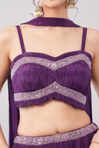 Purple color Lehenga with elegant blouse & dupatta