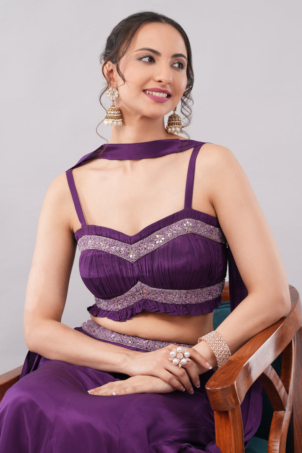 Purple color Lehenga with elegant blouse & dupatta