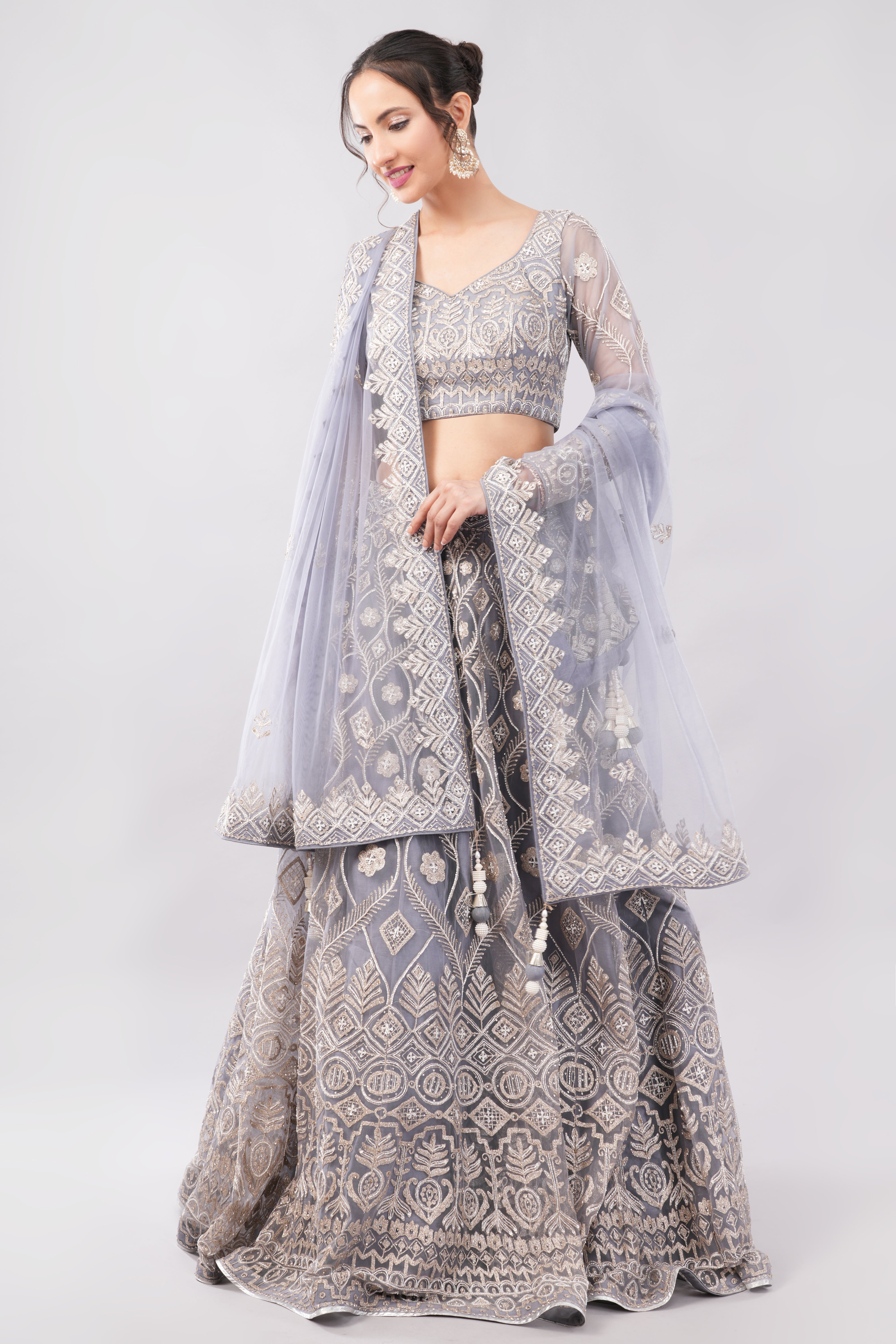 Net with linning lehenga (skirt & blouse) Main image