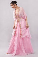 Gorgeous Pastel Pink Lehenga Saree