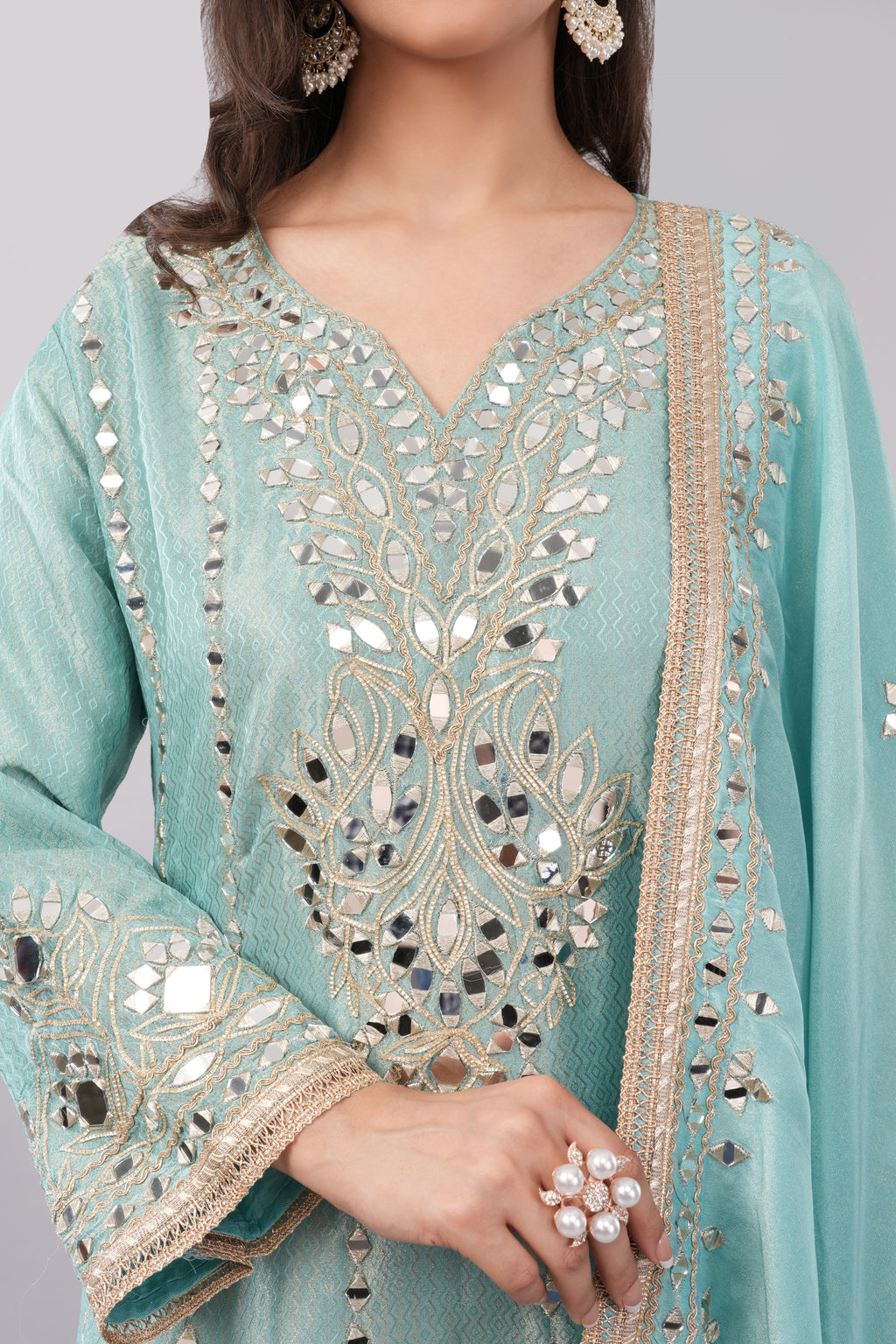 Light Blue Anarkali Gown with Matching Dupatta – Modern Fairytale Elegance