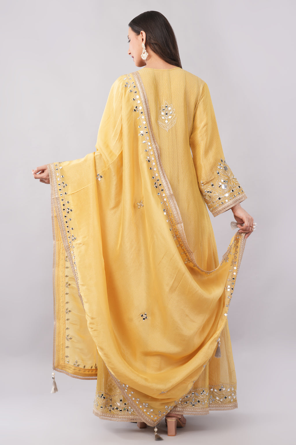 Lemon Hand Embroidered Anarkali for Women