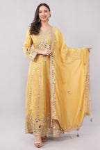 Lemon Hand Embroidered Anarkali for Women