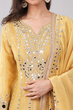 Lemon Hand Embroidered Anarkali for Women