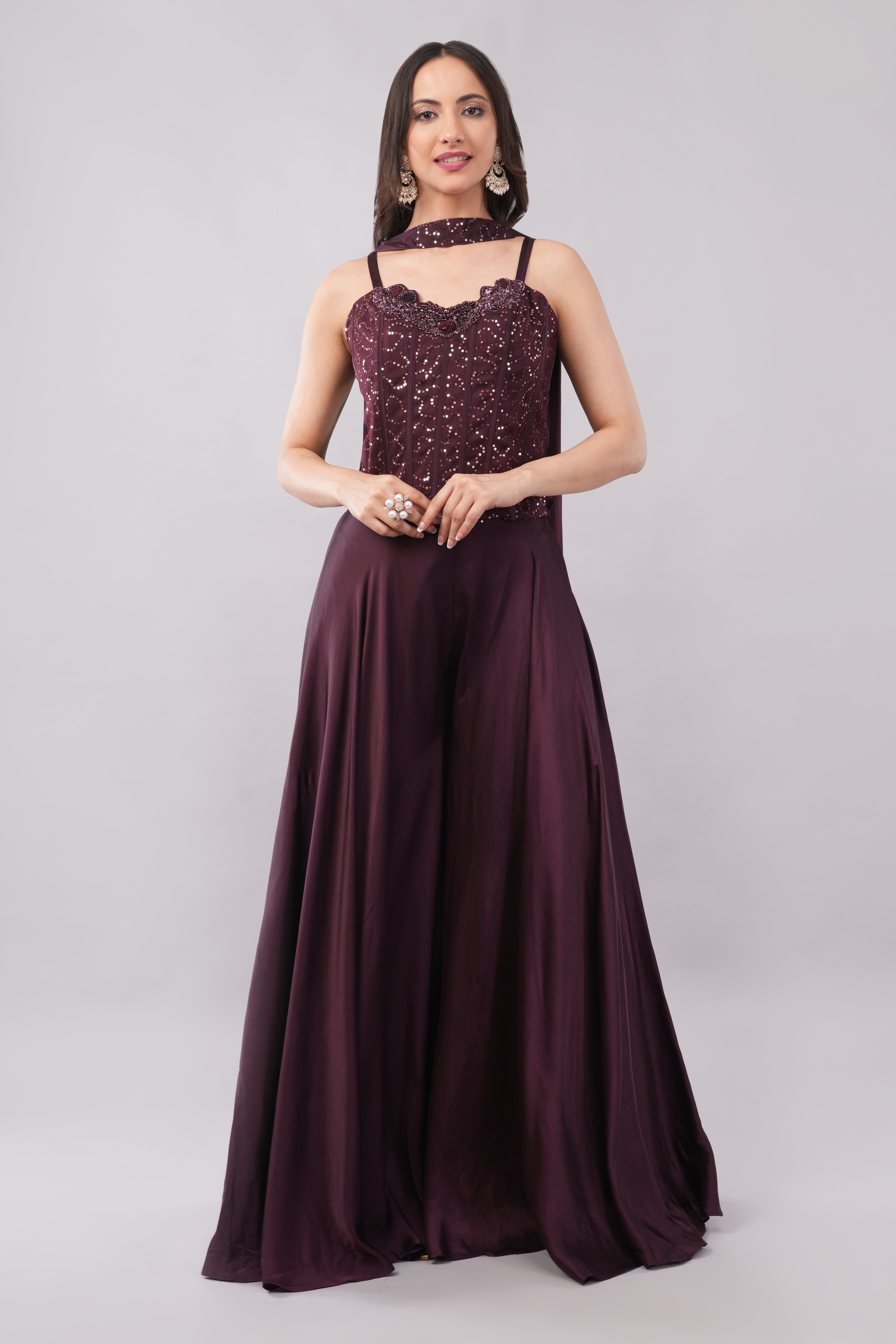 Wine color Lehenga with beautiful stylish blouse and dupatta Main image
