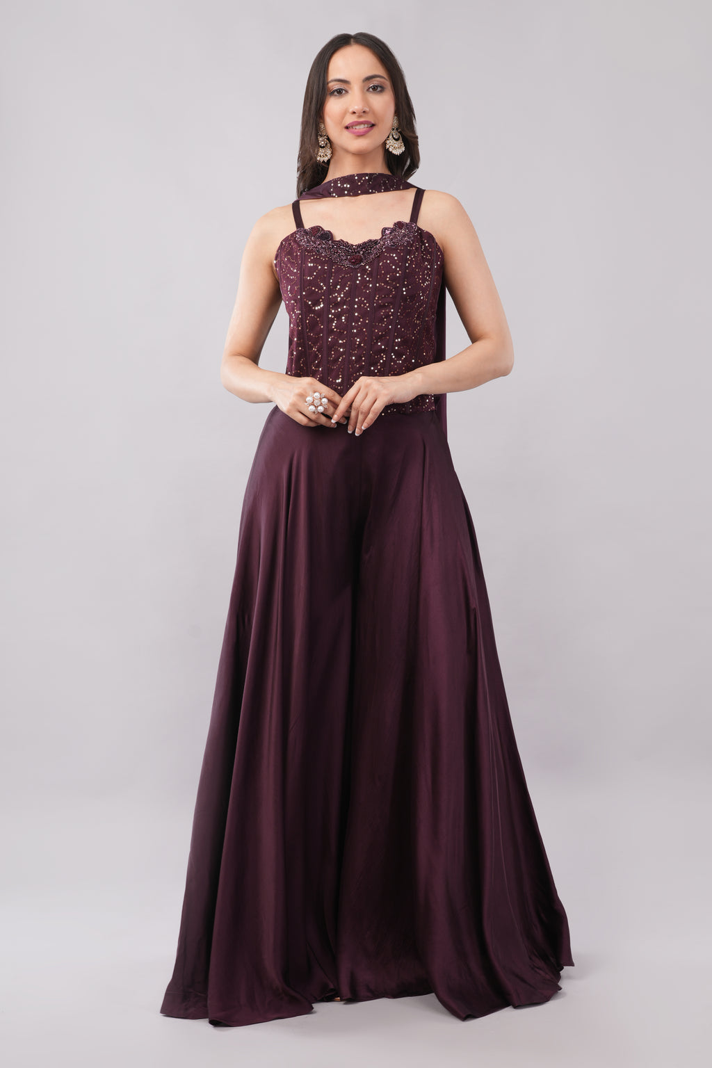 Wine color Lehenga with beautiful stylish blouse and dupatta