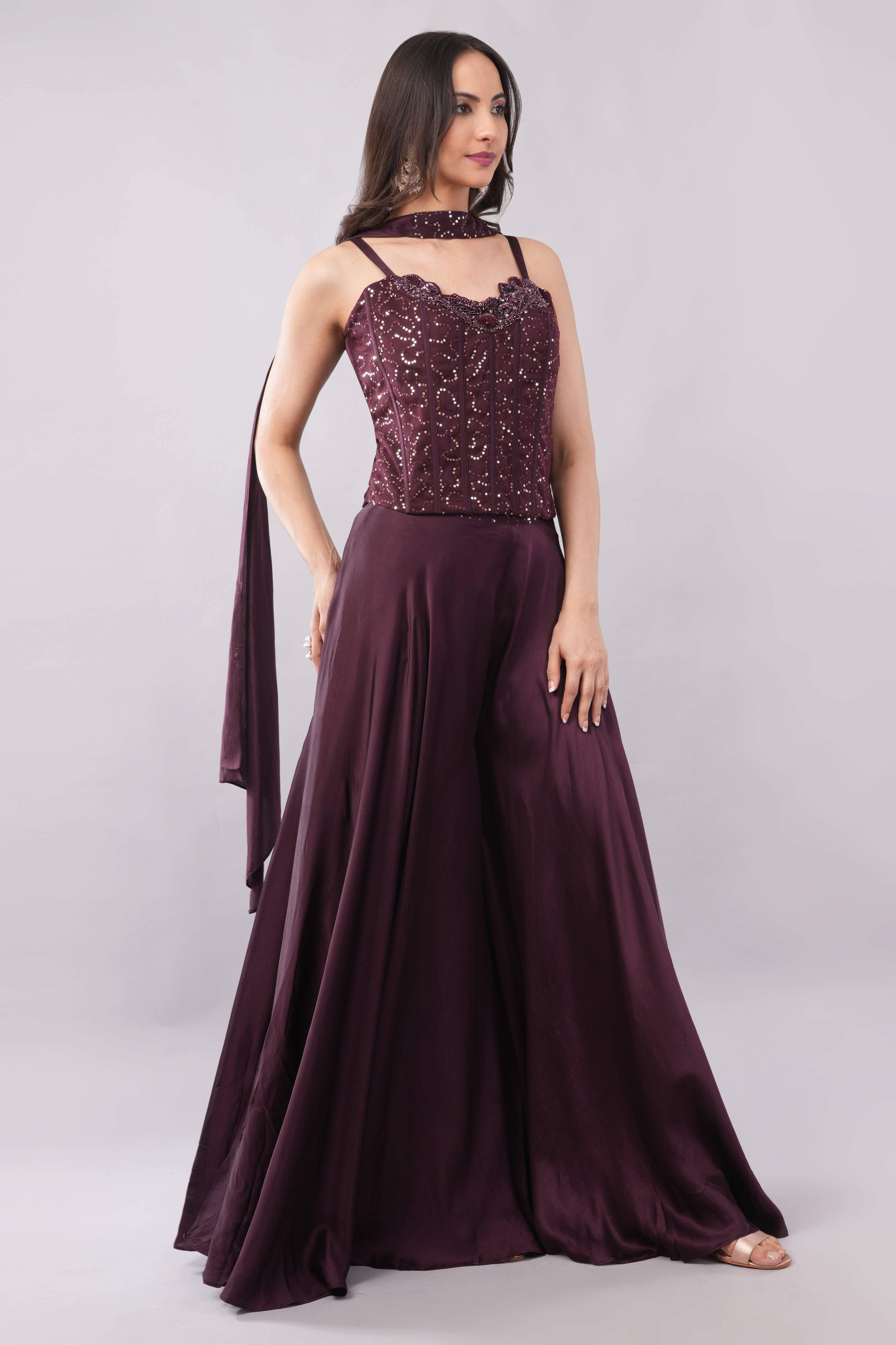 Wine color Lehenga with beautiful stylish blouse and dupatta Secondary image