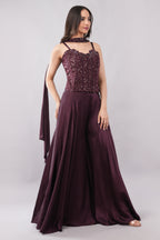 Wine color Lehenga with beautiful stylish blouse and dupatta
