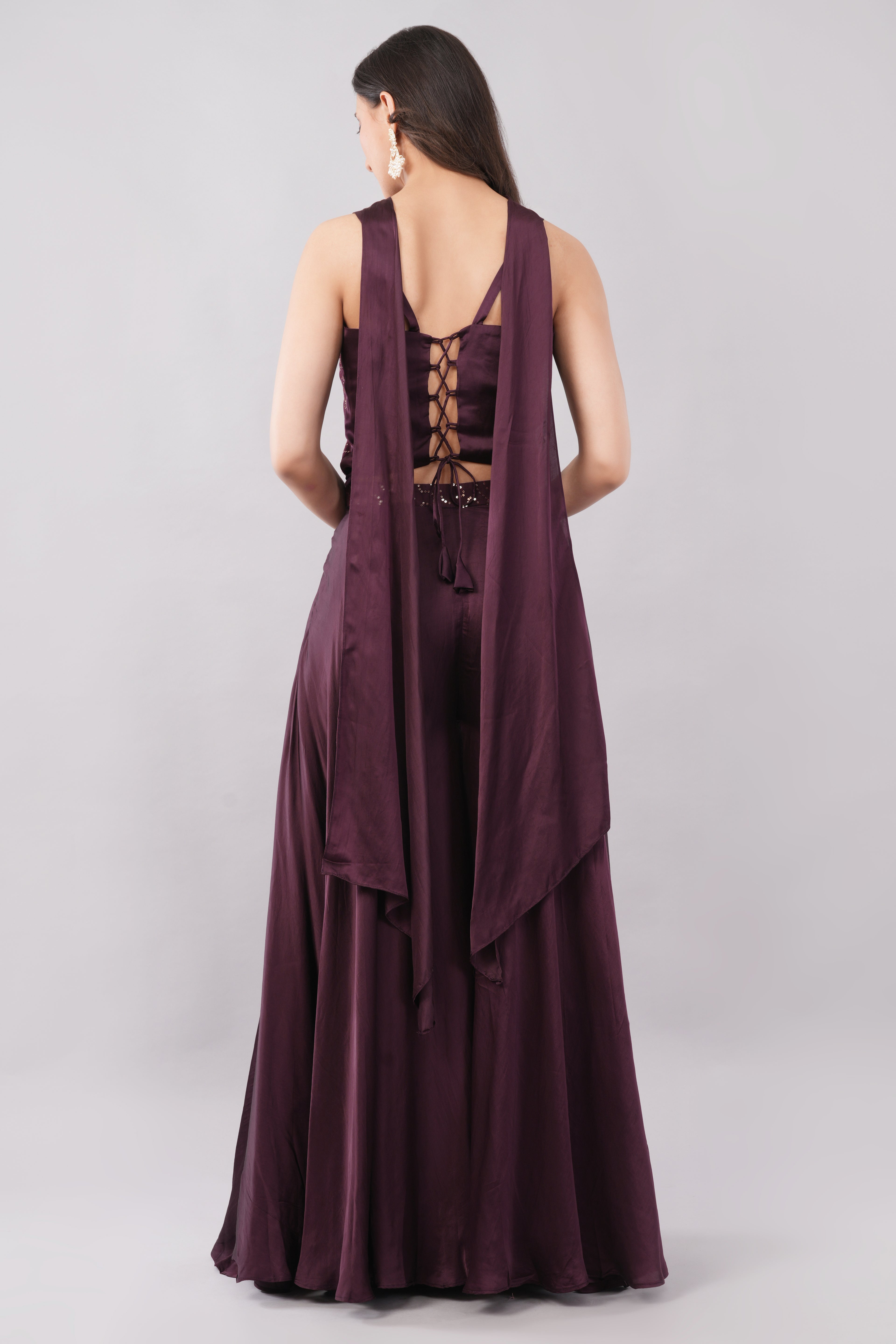 Wine color Lehenga with beautiful stylish blouse and dupatta