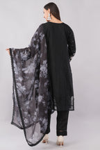 Luxury Black Organza Tunic with Slim-Fit Pants for Women